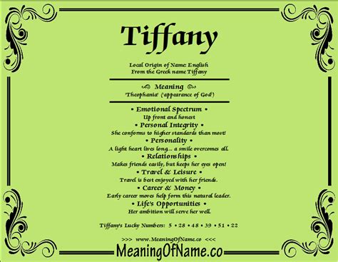 tifanny|tiffany definition.